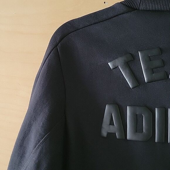 ADIDAS Team Womens Logo Varsity XS Athleisure Long Sleeve Crop Black Sweatshirt - Picture 9 of 12